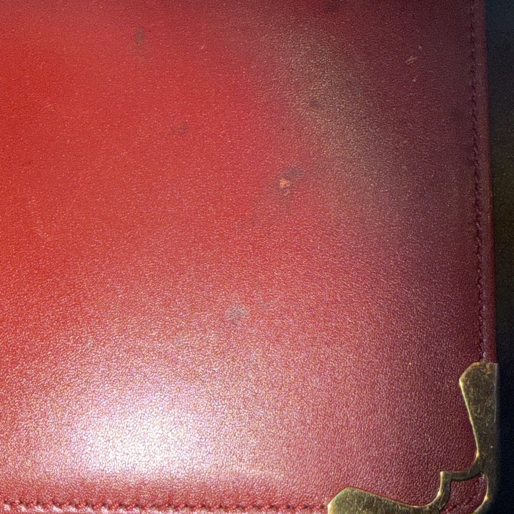 Cartier Burgundy Leather Clutch with Gold Accents travel Passport - Picture 4 of 12